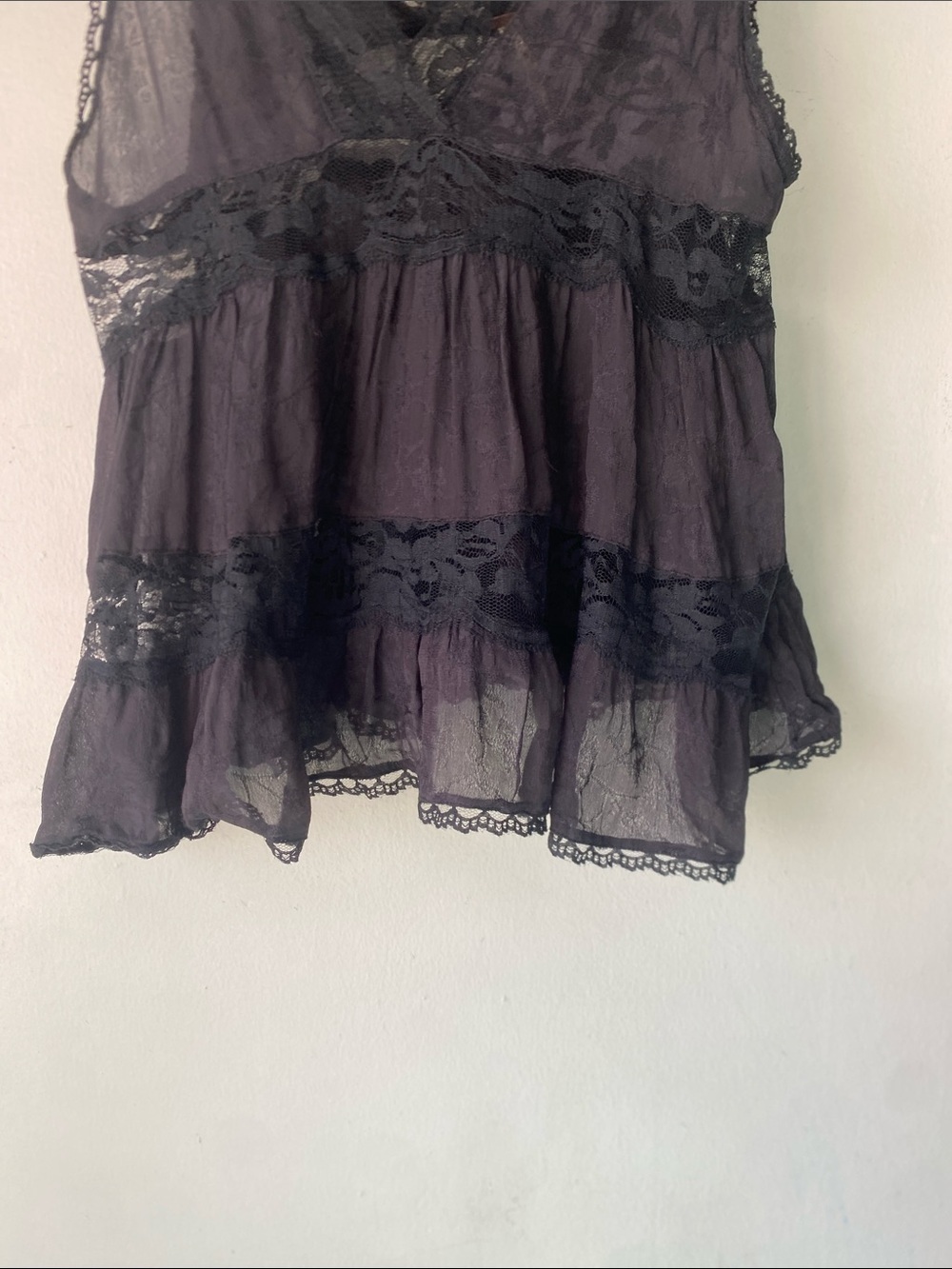 Free People M Black Lace Trapeze Top - Picture 6 of 12